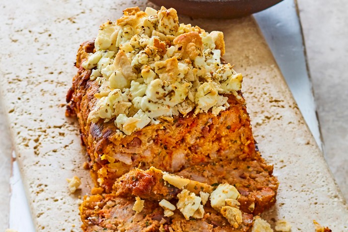 Greek meatloaf with baked feta