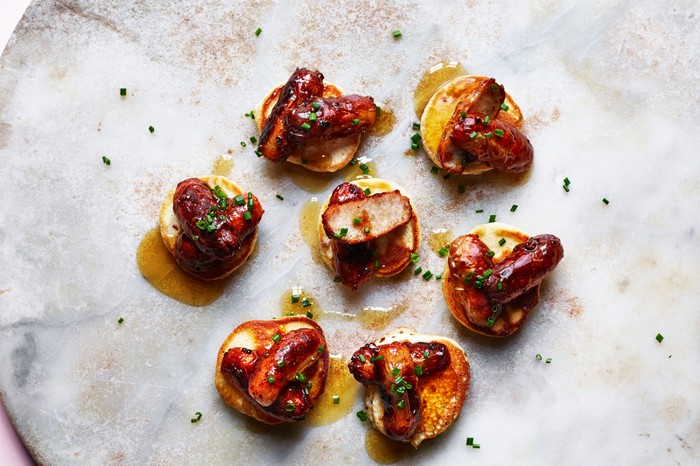 Cocktail Sausage Canapés with Maple-Glaze