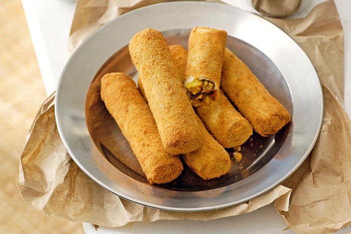 Mutton rolls on a plate