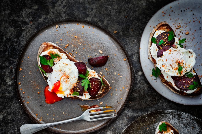 Feta Toast Recipe with Beetroot and Eggs