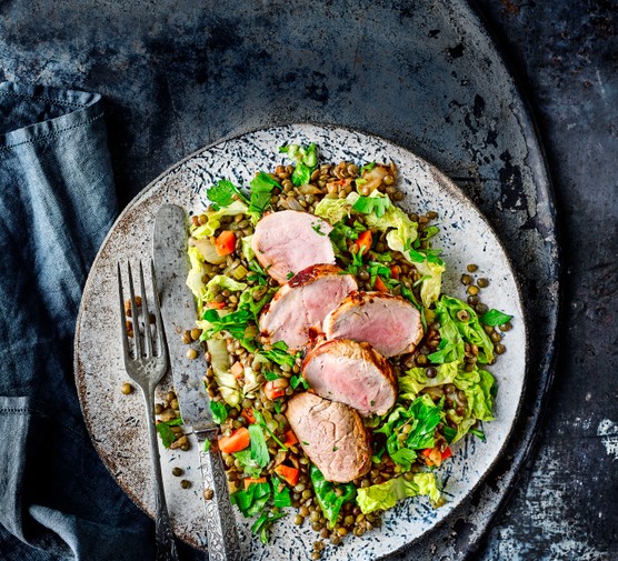 Pork Fillet Recipe with Lentils