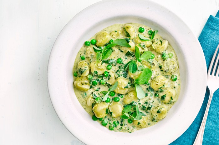 Gnocchi with Peas, Spinach and Pesto Recipe