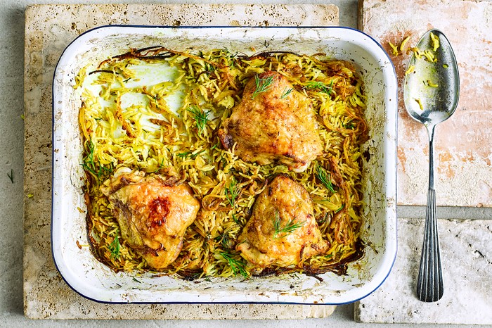 Easy Chicken and Rice Pilaf Recipe For Chicken Traybake