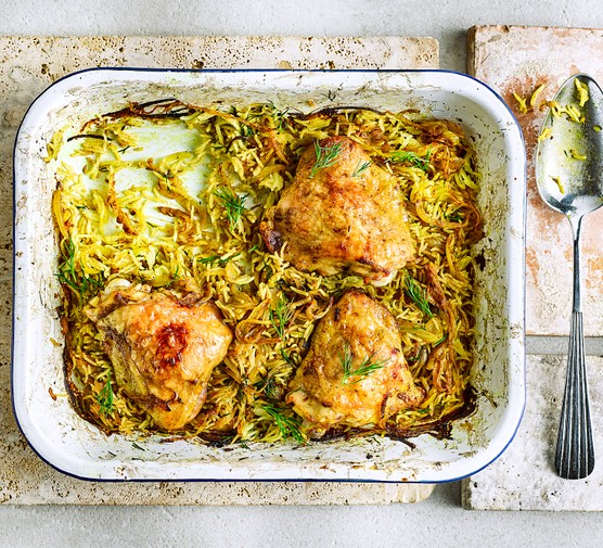 Easy Chicken and Rice Pilaf Recipe For Chicken Traybake