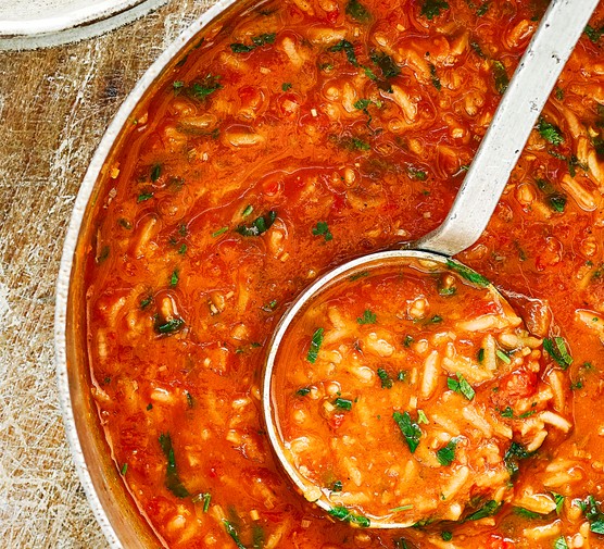 Vegan Tomato Soup Recipe with Rice and Lemongrass