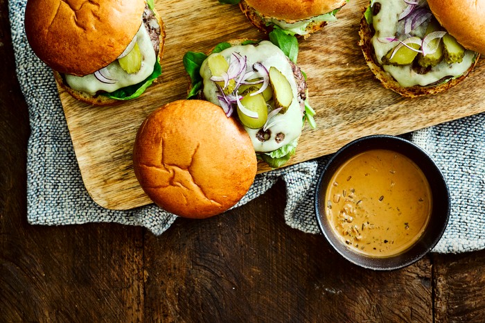 Steak Burger Recipe with Creamy Peppercorn Sauce