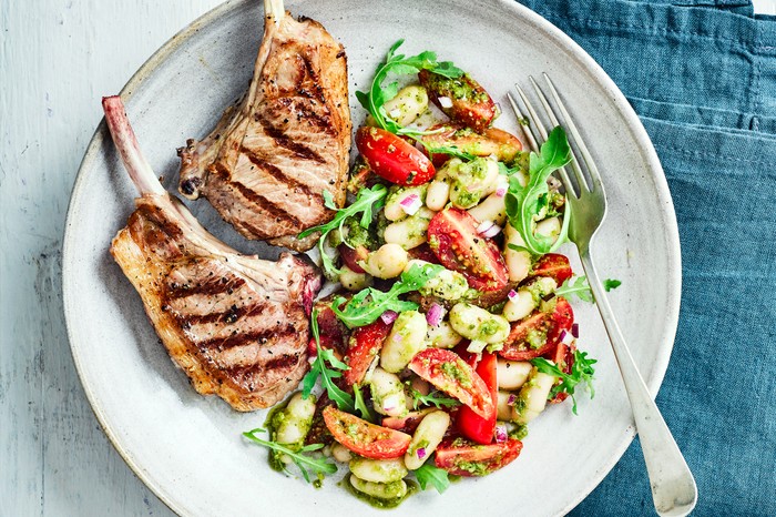 Lamb Cutlets Recipe with Pesto and Beans