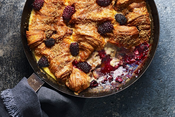 Croissant Bread and Butter Pudding Recipe With Blackberries