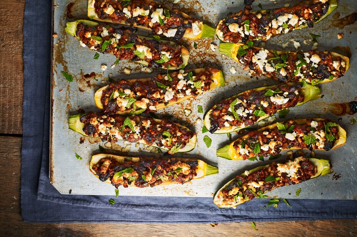 Greek Lamb Stuffed Courgettes