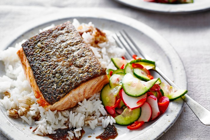 Crispy Salmon Recipe with Quick Pickles