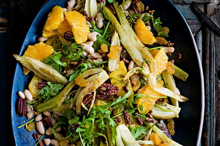 Cannellini bean salad recipe with orange and raisins