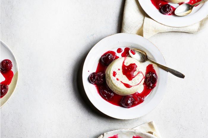 Panna Cotta Dessert Recipe with Cherry Sauce