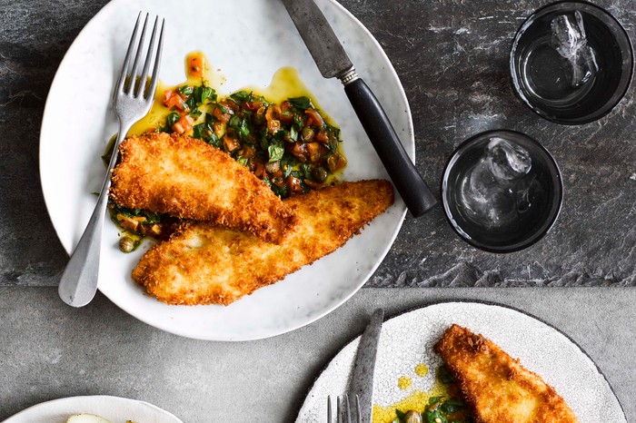 Breaded Plaice Recipe with Sauce Vierge