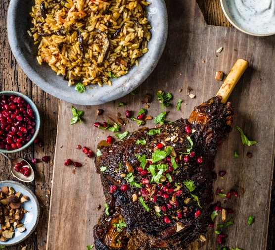 Ras El Hanout Lamb Recipe with Aubergine Pilaf