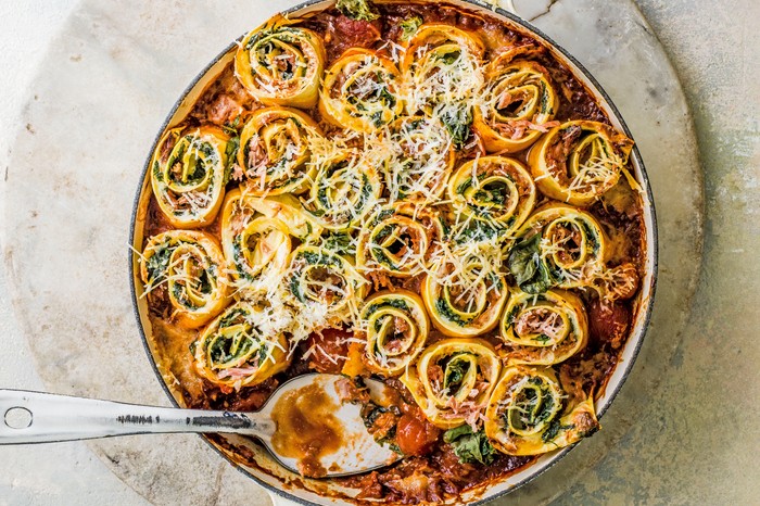 Spinach Rotolo Recipe with Ham Hock and Mascarpone