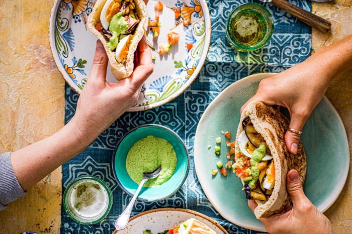 Sabich with green tahini