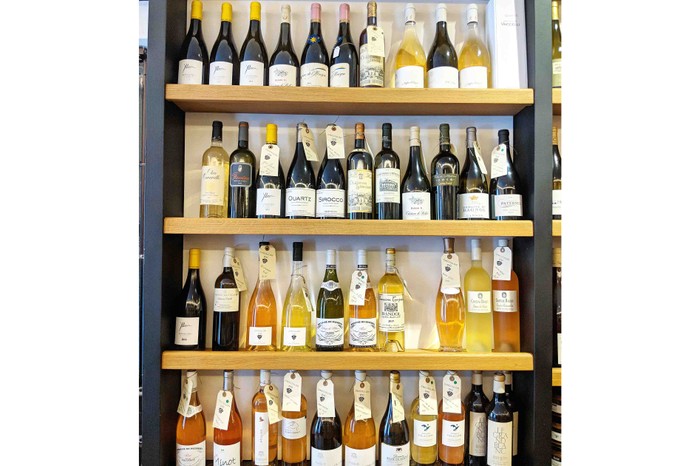 Shelves of wine bottles at Chichoulin Marseille