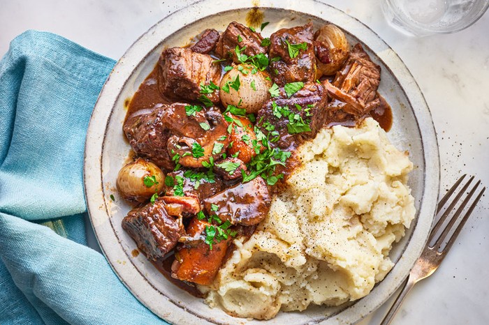 Beef bourguignon with mash