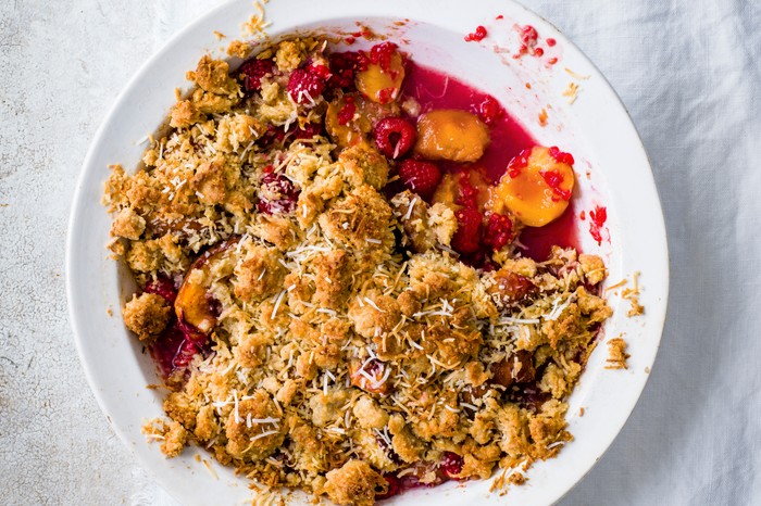 Peach Melba Crumble