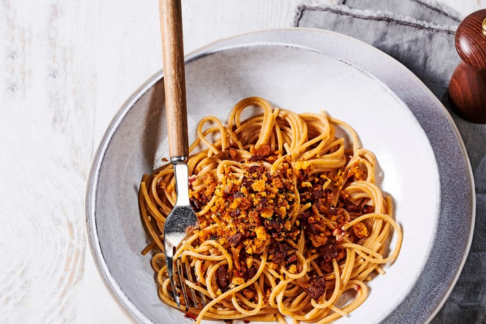 Chorizo Spaghetti Recipe with Pangritata