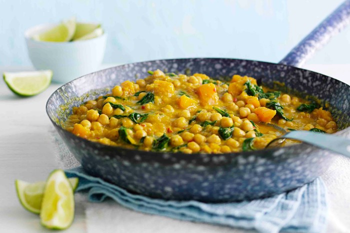 Pan of butternut squash and chickpea curry Butternut Squash and Chickpea Curry