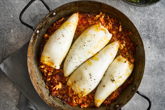 Stuffed Squid Recipe with Spanish Rice