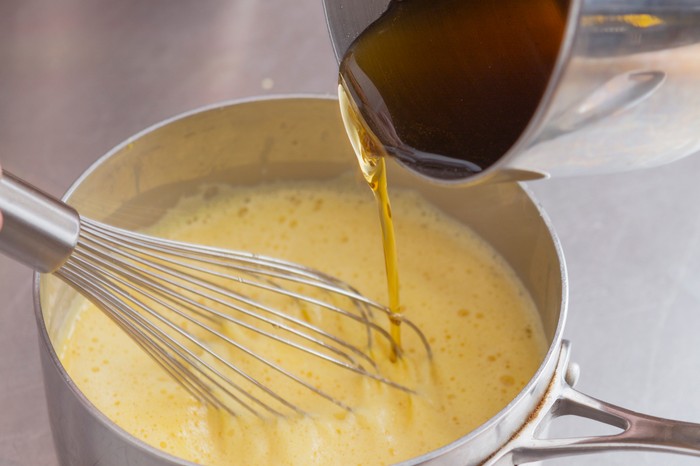 Add syrup to custard