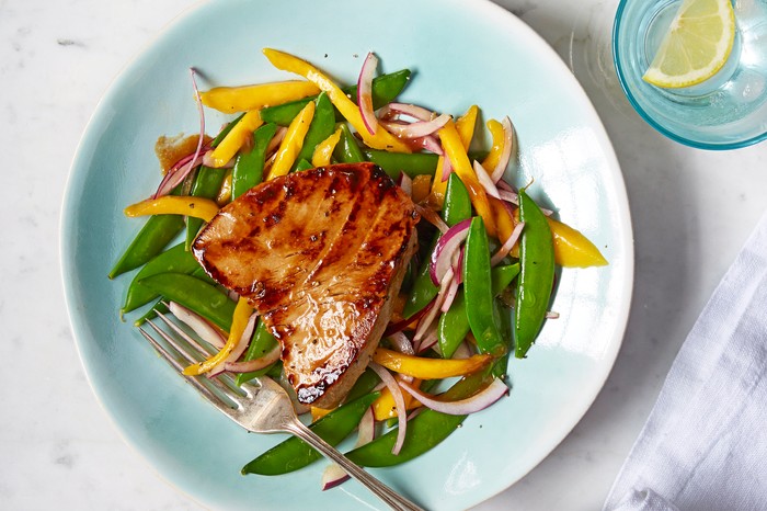 Seared Tuna Steak Recipe with a Pea and Mango Salad