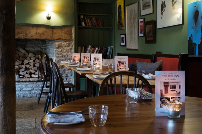 Inside the restaurant at The Bell Inn, Langford