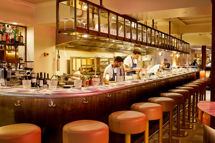 The bar seating at Palomar in Soho