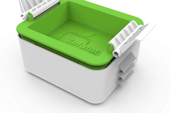 A green and white box
