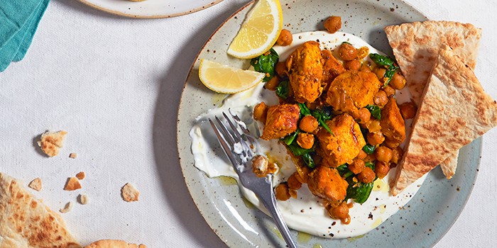 Turmeric chicken and crispy chickpeas