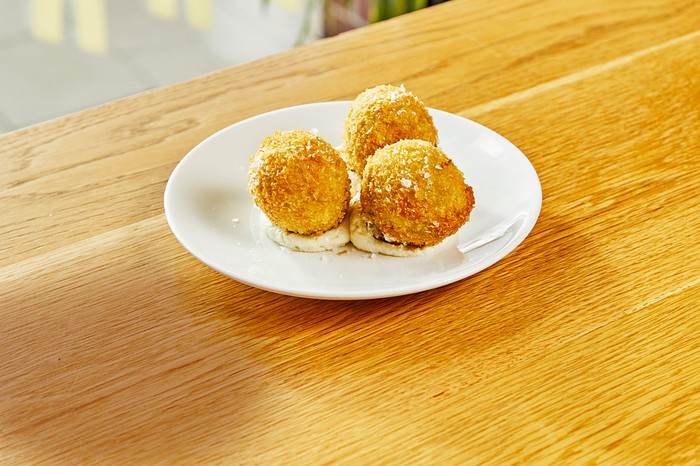 Sarto Three arancini at Sarto restaurant in Leeds