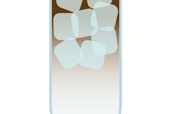 Graphic drawing of an espresso and tonic drink in a tall glass