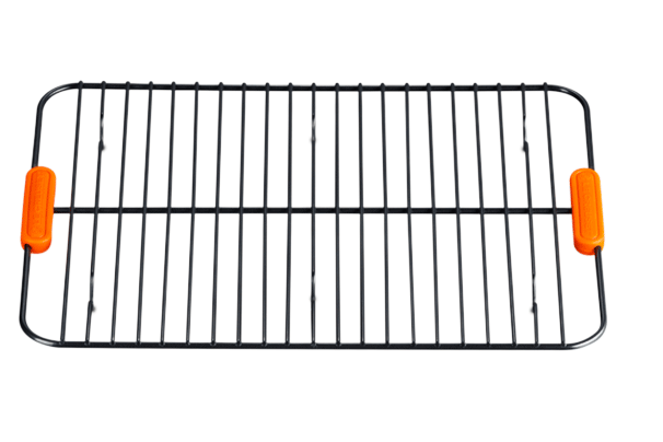 le-creuset-cooling-rack black cooling rack with orange handles