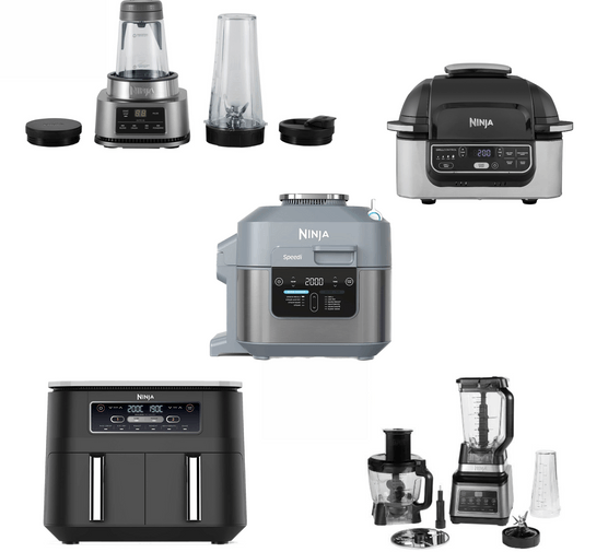 A selection of Ninja appliances against a white background