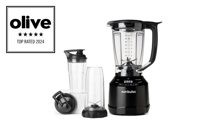 Nutribullet Smart Touch blender with olive accreditation badge