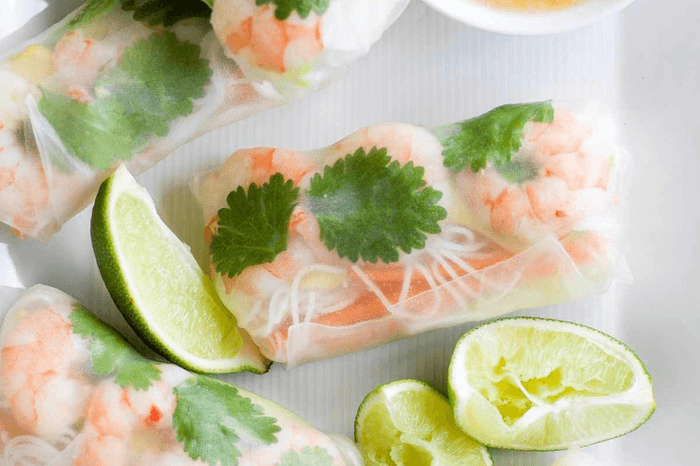 Prawn and avocado Vietnamese summer rolls