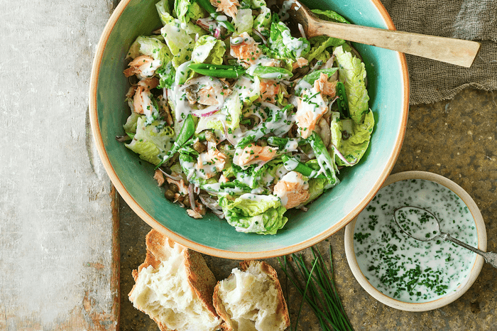 smoked salmon salad with buttermilk dressing