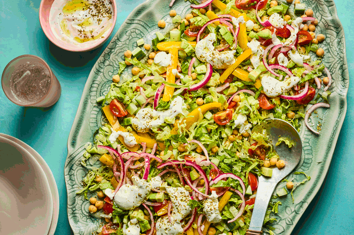 Chopped salad with vegetables and za'atar